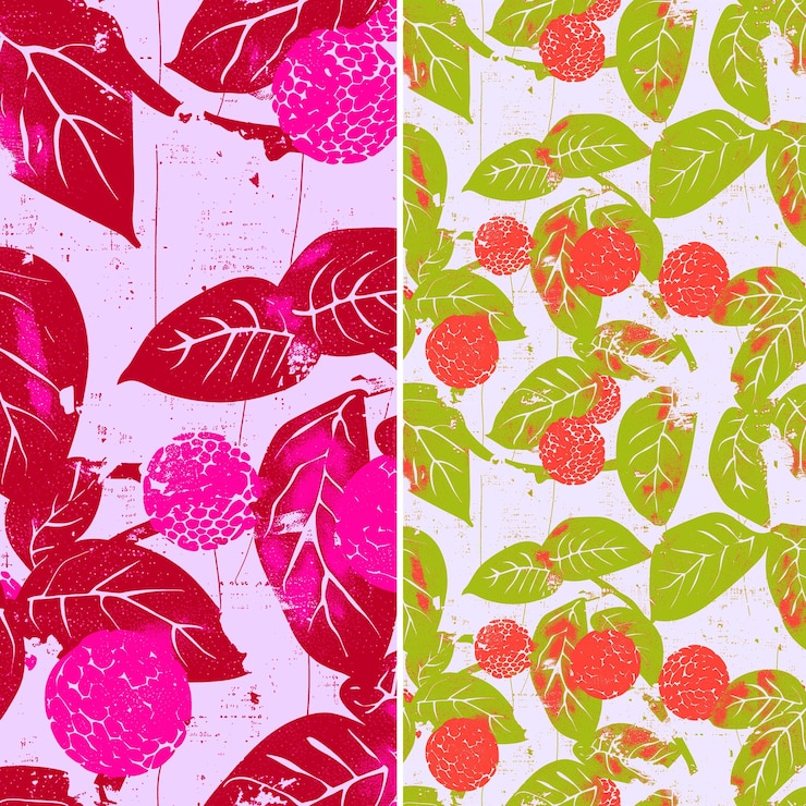 PSD a series of images of pink and green leaves with a pink background