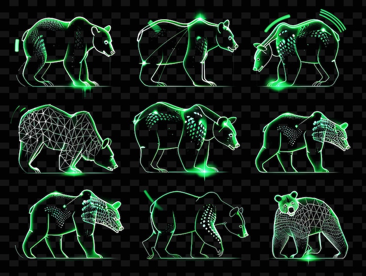 PSD a series of images of rhinos with green light