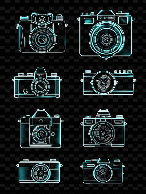 PSD a series of photos of cameras with different colors