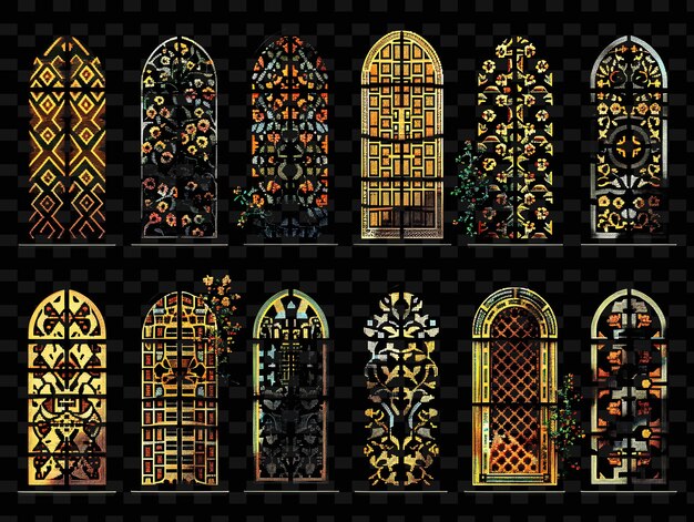 PSD a series of stained glass windows with the words quot stained glass quot on the top