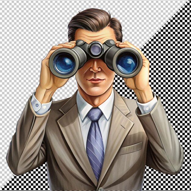 PSD serious businessman using binoculars