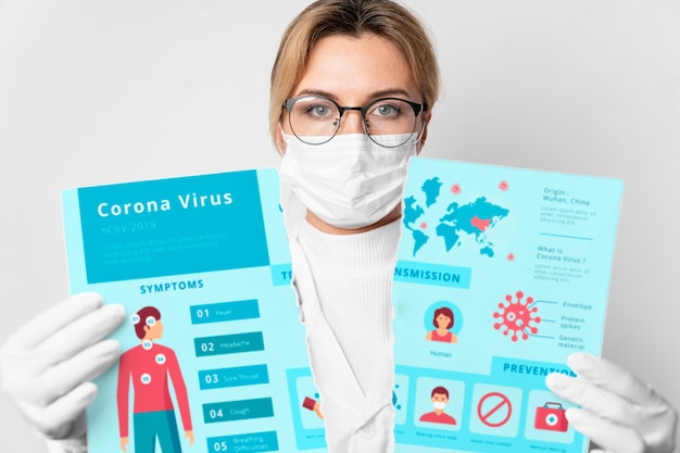 serious doctor ripping coronavirus mock-up