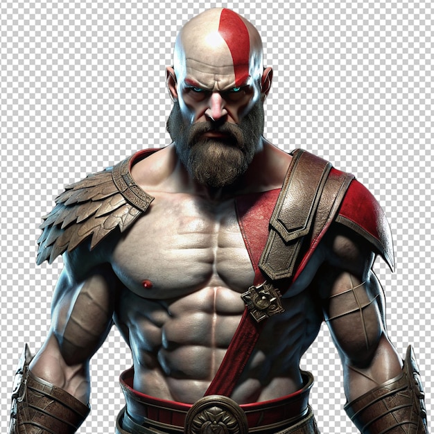 투명한 배경에 야생 가을 가진 심각한 Kratos