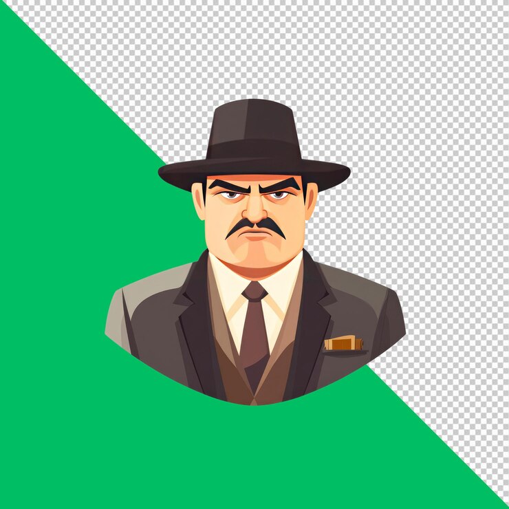PSD seriouslooking gangster in a suit and hat