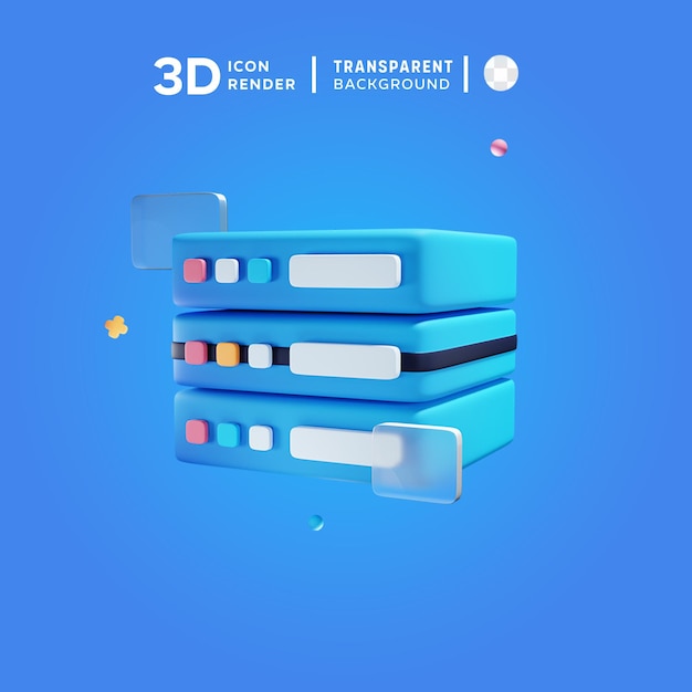 PSD 서버 3d 일러스트레이션 렌더링 3d 아이콘 색상 고립