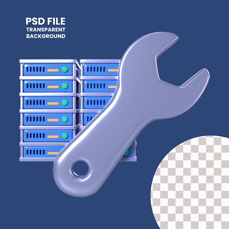 PSD server maintenance 3d illustration icon