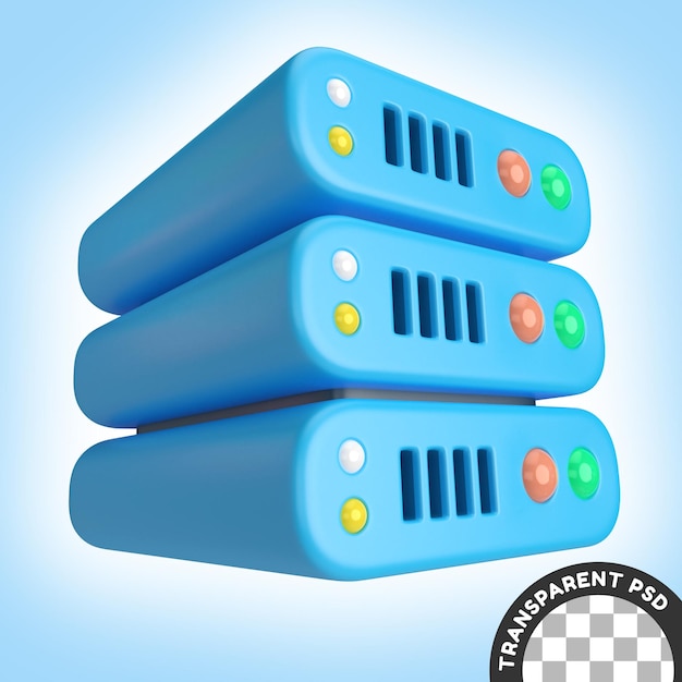 PSD icona dell'illustrazione 3d del rack del server