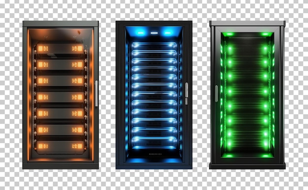 server rack cabinet set isolated on transparent background