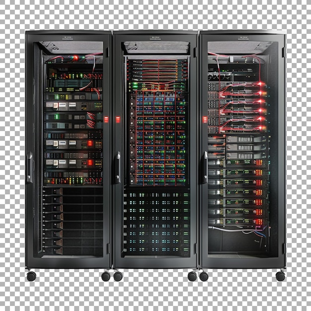 server rack in data center on transparent background ai generated