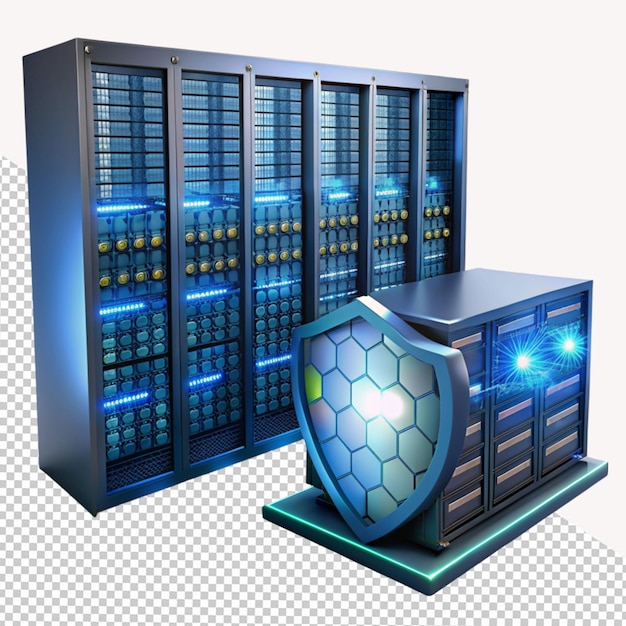 PSD server rack room on transparent background