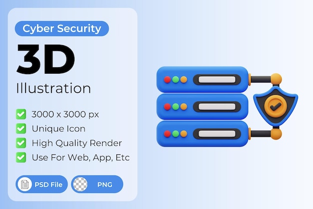 PSD サーバー セキュリティの 3 d イラストレーション