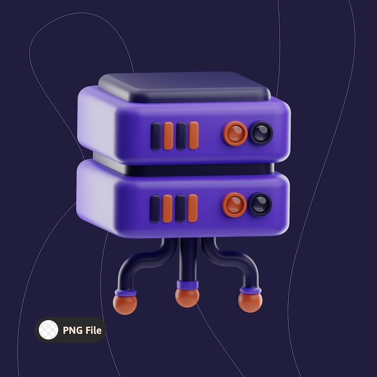 PSD server technology object illustration 3d