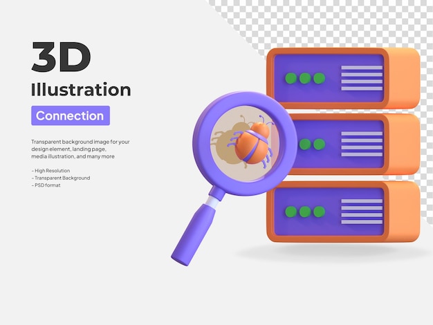 Serverfel hittades ikon 3d illustration