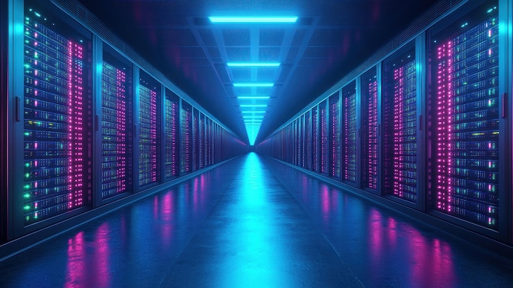 PSD serverruimte met neonverlichting