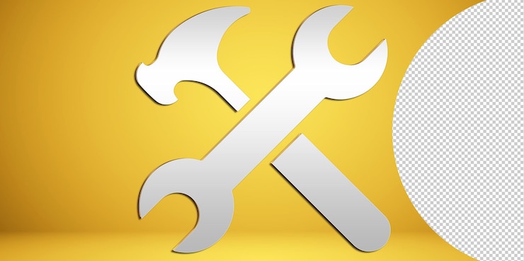 PSD service- en reparatiepictogrammen op transparante achtergrond. logo's met gekruiste tools.
