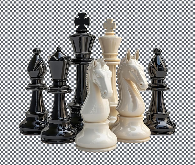 serviceable chess pieces set isolated on transparent background