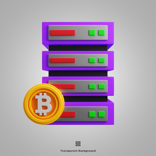 Serwer Bitcoin 3d Ikona Ilustracja