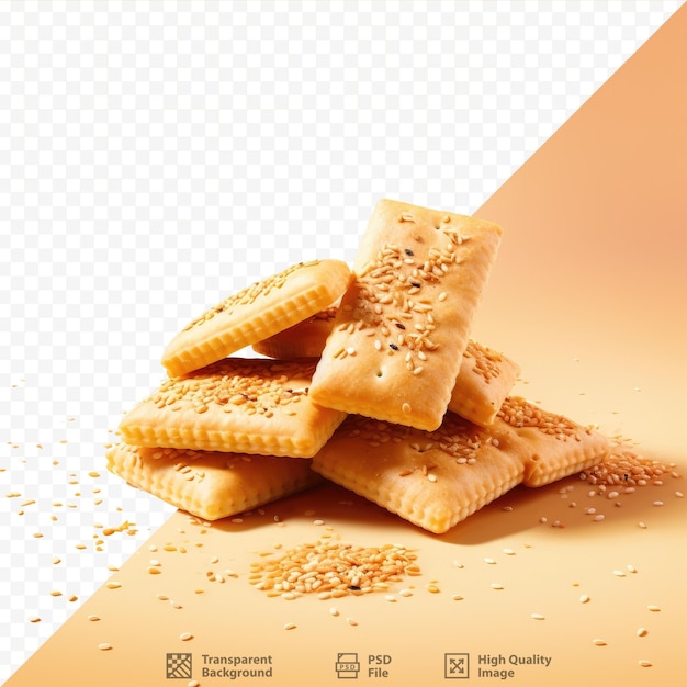 PSD sesame crackers on dark surface