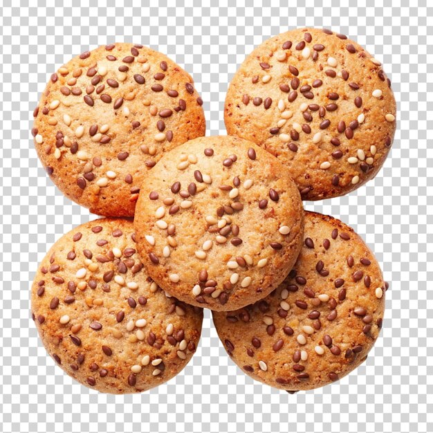 Sesame seeded buns in a flower shape on transparent background