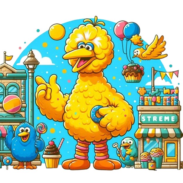 PSD sesame street big bird 3d character psd