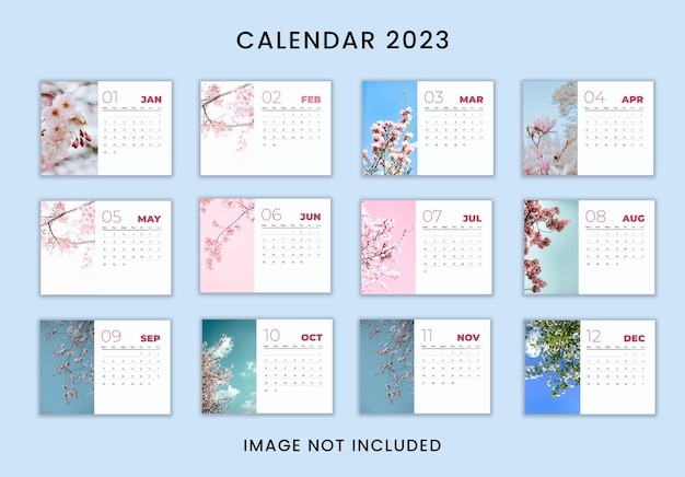 Set of 12 Month Calendar Hand Drawn Designs Template