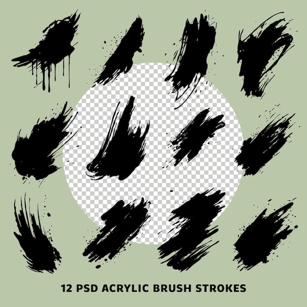 PSD set of 12 photoshop brush strokes for painting perfect for digital artists free download