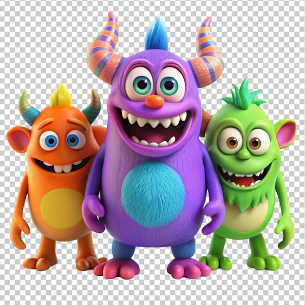 set of 3d animation of monster characters