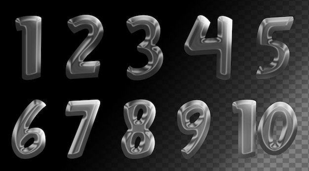 set of 3d chrome glossy chrome alphabet letter