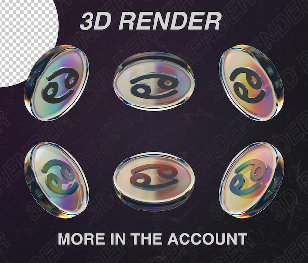 A set of 3d glass icons of zodiac signs