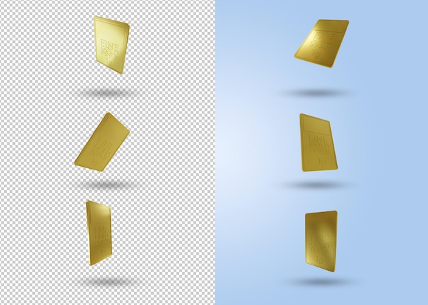 Set of 3d gold pieces weighing 1 gram, psd file