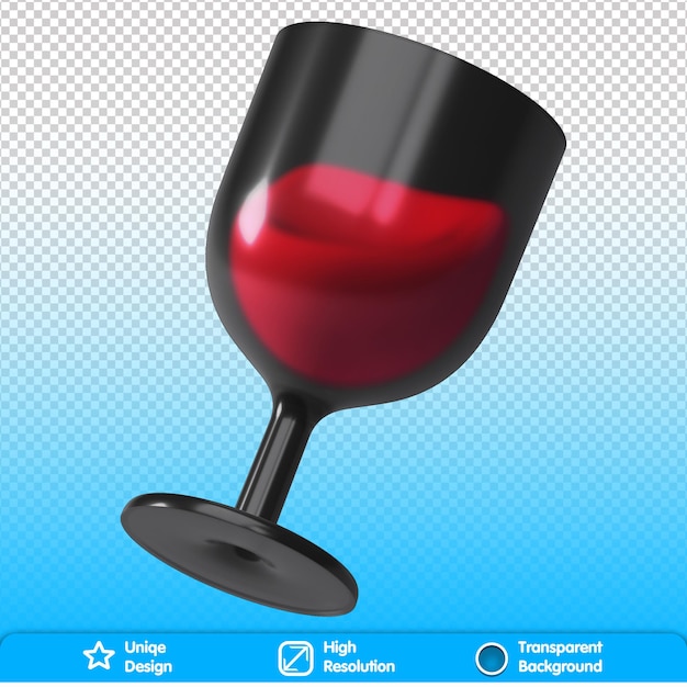 Set of 3d realistic render fast food elements icon wine