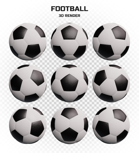 多くの視点で高解像度の 3 d レンダリング サッカーのセット