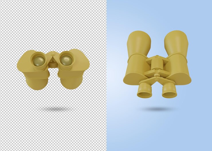 PSD set of 3d rendering of binoculars icon. psd file