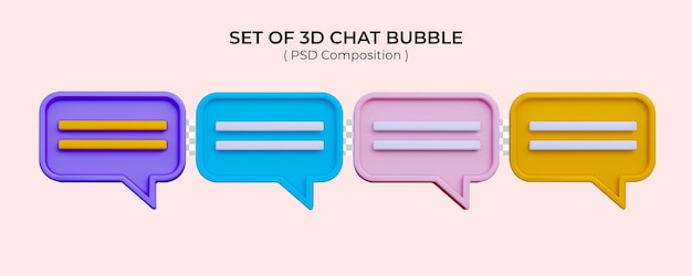 Set di 3d parlare bolla finestra di messaggio casella di chat rendering 3d