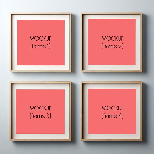 PSD set of 4 squarerame poster mockup