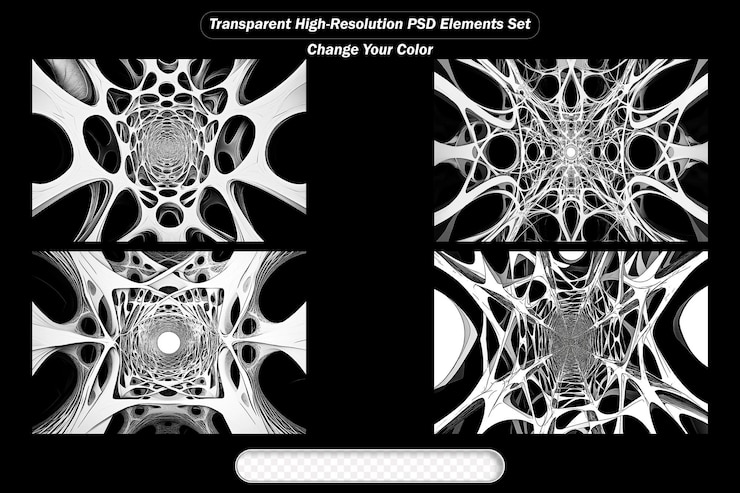PSD set of abstract black and white geometric design elements