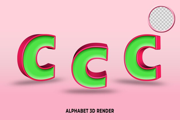 PSD set alfabet lichtgroen en rood kleur 3d-rendering