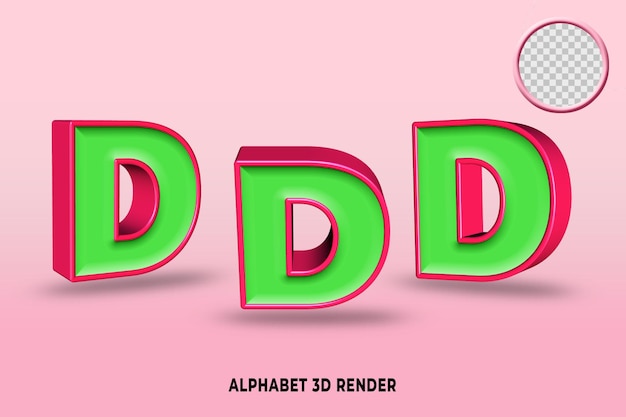 PSD アルファベット ライトグリーン レッド 3dレンダリング