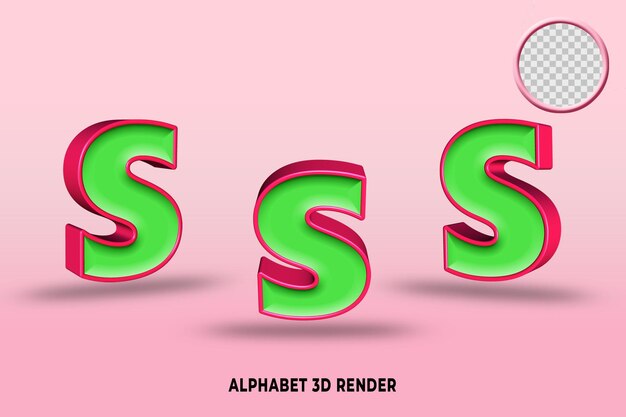 PSD アルファベット ライトグリーン レッド 3dレンダリング