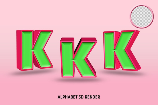 PSD set alphabet light green and red color 3d render