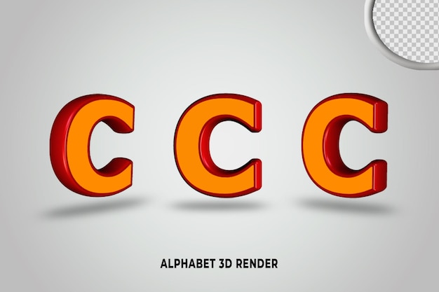 Set alphabet red orange color 3d render
