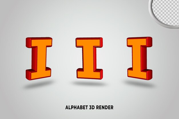 SET ALPHABET RED ORANGE COLOR 3D RENDER