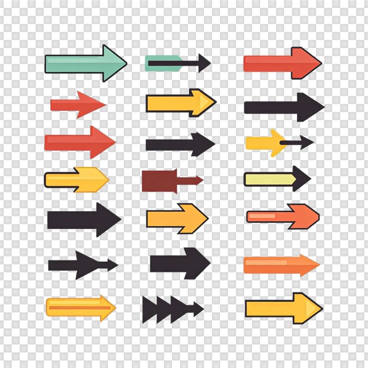 PSD a set of arrows isolated on transparent background