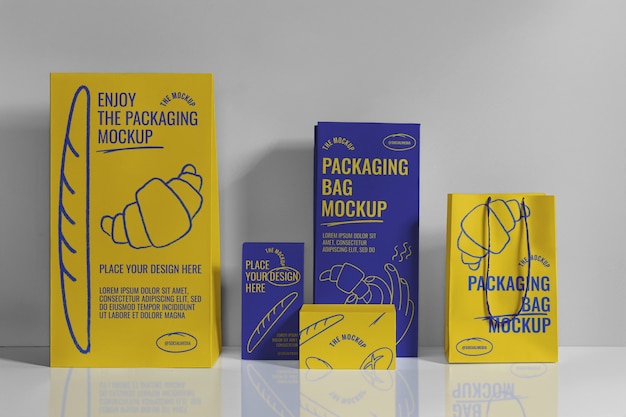 PSD set of bags mockup for packaging