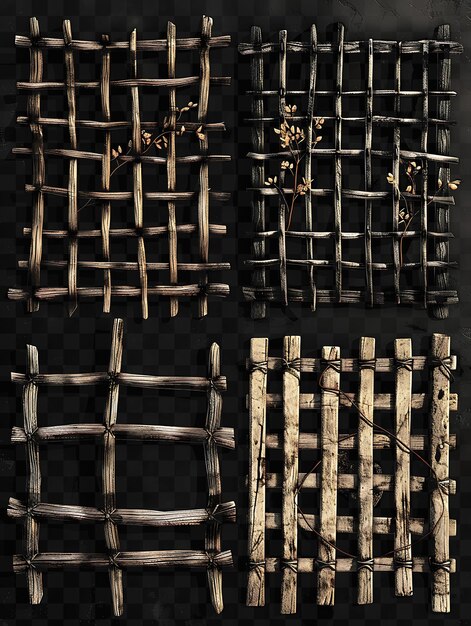 A set of bamboo sticks with a black background