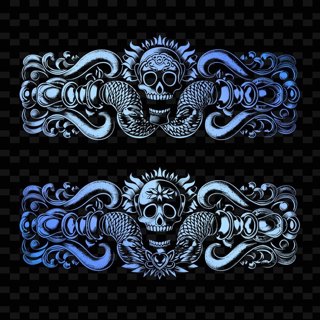 PSD a set of banners with skulls and the words skull and bones