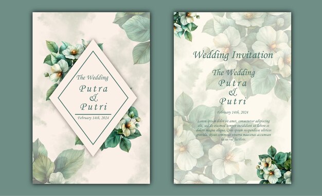 A set of beautiful floral wedding invitation templates hd quality