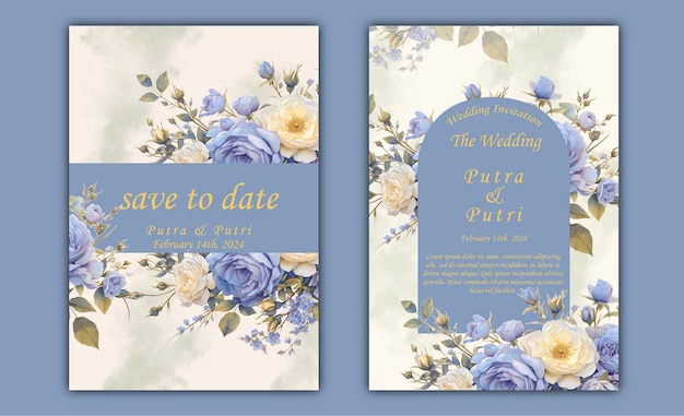 A set of beautiful floral wedding invitation templates hd quality