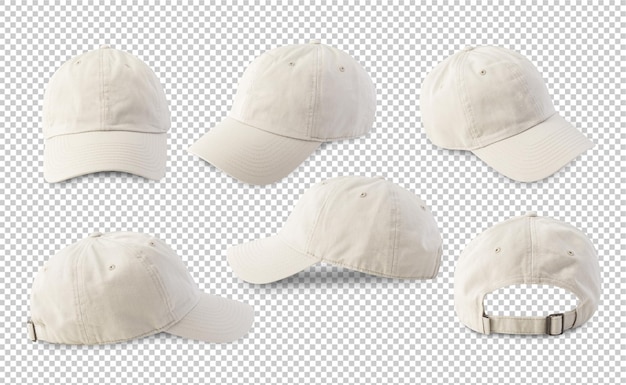 PSD set of beige baseball cap cutout psd file