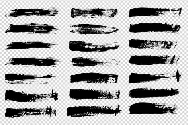 A set of black brush strokes with a brush stroke.